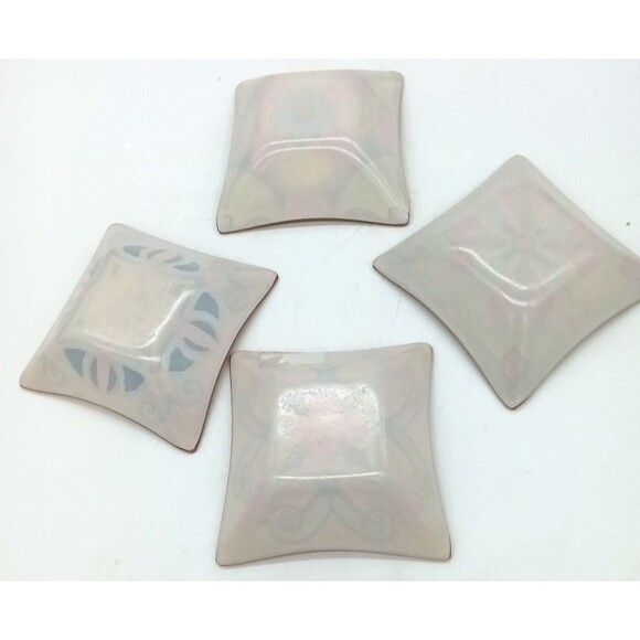 Primo  Set Of 4 Colorful Boho Floral 5"Glass Square Nut Candy Trinket Bowls New - Picture 6 of 6